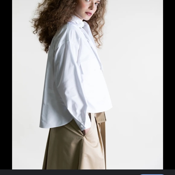PSOPHIA Cargo Chic Tie-Neck Shirt woman’s medium 
White - Picture 3 of 9